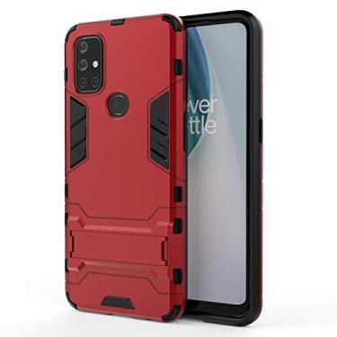 Imagem de YUNCHAO Caixa de telefone Para OnePlus Nord N10 5G à prova de choque PC + estojo protetor TPU com suporte oculto capa para celular