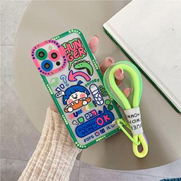 Imagem de Lindas flores coloridas Sorriso Graffiti etiqueta Tide Soft Case para iphone 13 Pro Max 12 11 XR X XS 7 8 plus SE Capa com alça de mão, A, para iPhone 12 ProMax