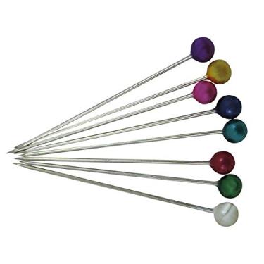 Imagem de Alfinete cabeça de vidro colorida 100 unidades
