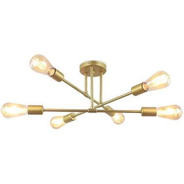 Imagem de Home-Neat Pendente Lustre Moderno Sputnik E27 6 Lâmpadas luminaria de teto Cobre (52cm, Ouro)