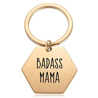 Imagem de Chaveiro BADASS MAMA - de filho para mãe - Presente engraçado do Dia das Mães da filha - Presente de Nova Mãe Chaveiro Badass Momma, Dourado, 1