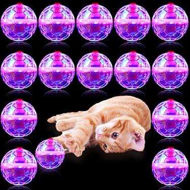 Imagem de 15 peças fantasmas caça bola de gato pequenas bolas de gato luz LED interativo por movimento interativo brinquedo de gato iluminado brilhante bola de animais de estimação brinquedos para atividade de corrida de cachorro animal suprimentos internos, 3,5 x 3,5 polegadas