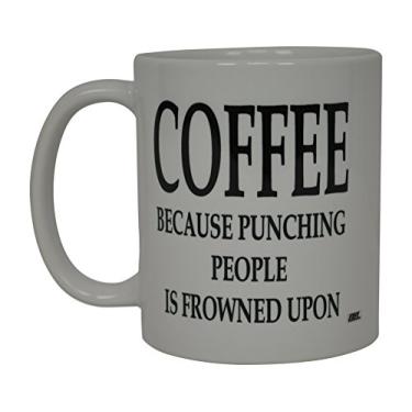 Imagem de Melhor caneca de café divertida café porque punir pessoas é franzido sobre sarcástica novidade piada ótima ideia de presente para homens mulheres escritório trabalho adulto humor funcionários chefe colegas de trabalho