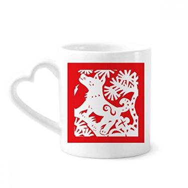 Imagem de Caneca de café de cerâmica para copos de café com corte de papel animal do zodíaco da China copo de coração de vidro