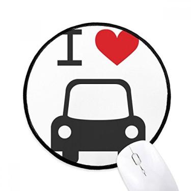 Imagem de Mouse pad I Love Red Heart Car Pattern Desktop Office Tapete redondo para computador