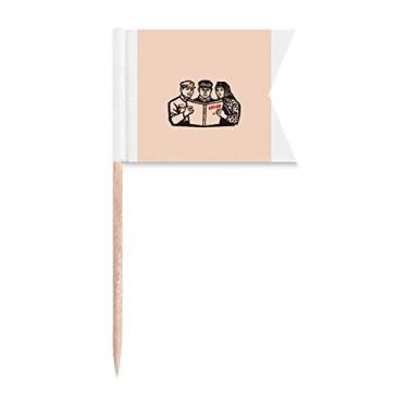 Imagem de Sinalizadores de palito de propaganda educacional vermelho chinês para marcação de etiquetas para bolo de festa, prato de queijo