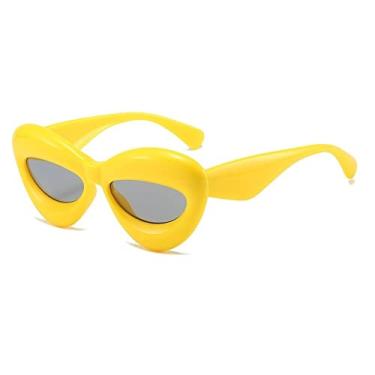 Imagem de Óculos de Sol Sexy Cor Doce Exclusivo Para Mulheres Óculos de Sol De Luxo Amarelo Azul Gradiente Homens Punk Hip Hop Tons, 6, Tamanho Único