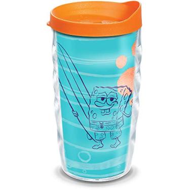 Imagem de Tervis Nickelodeon™ - Bob Esponja Calça Quadrada Feita nos EUA Copo de Parede Dupla Isolado Copo de Viagem Mantém Bebidas Frias e Quentes, 293 ml Ondulado, Surf