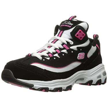 Imagem de Tênis feminino Skechers D'Lites de material viscoelástico com cadarço, Black-hot Pink, 11