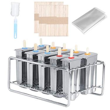 Imagem de com escova de limpeza de rack para cozinha,Sorvete de aço inoxidável 10 moldes 304, máquina de picolé de sorvete DIY, para cozinha doméstica