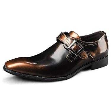 Imagem de Sapatos Oxford Masculinos Slip On Monk Alça Squre Toe Vegan Couro Salto Bloco Antiderrapante Solado de Borracha Cano Baixo Antiderrapante Funcionamento (Color : Bronze, Size : 39 EU)