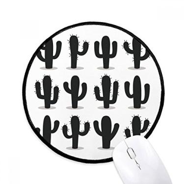 Imagem de Mouse pad com desenho de suculentas de planta com contorno de cacto, tapete redondo para escritório para computador