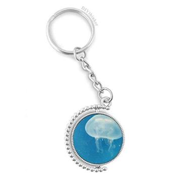 Imagem de Chaveiro giratório com imagem da natureza da ciência do oceano, acessórios de disco, clipe de corrente