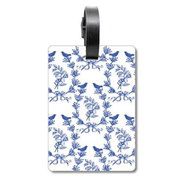 Imagem de Plant Leaf Blue White Symbol Mala de Bagagem Etiqueta Cartão de Bagagem Scutcheon Etiqueta