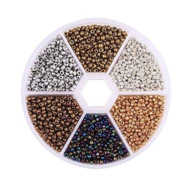 Imagem de Kit iniciado com contas de vidro de 3900 peças, 2 mm, 6 cores, pequenas contas para artesanato, pulseiras faça-você-mesmo