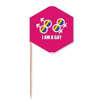 Imagem de Bandeiras de palitos de arco-íris I Am A LGBT, palitos de cupcake, festas comemorativas