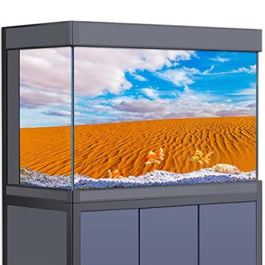 Imagem de Adesivo de fundo de aquário decoração para tanques de peixes de 12 a 148 litros habitat de répteis, céu azul deserto natureza pôster 3D HD (11,8 x 23,6 polegadas (30 x 60 cm))