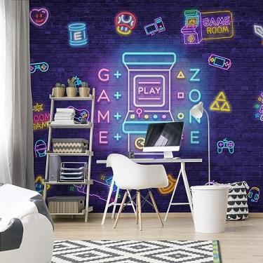 Imagem de Papel de Parede Gamer Neon Painel 3D Video Game 6 rolos 9m²