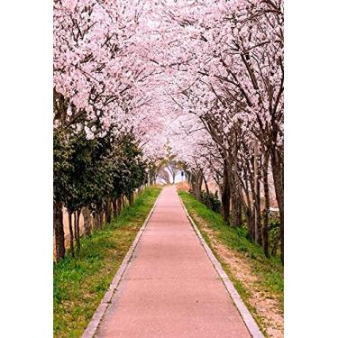 Imagem de AOFOTO Cenário de árvore de flores de 1,5 m x 2,1 m Primavera Flores de cerejeira Fundo de fotografia Menina Amantes Mulheres Mulheres Adultas Artisticamente Portrait Park Path Photo Shoot Studio Adereços Vídeo Drop Papel de parede Drapeado