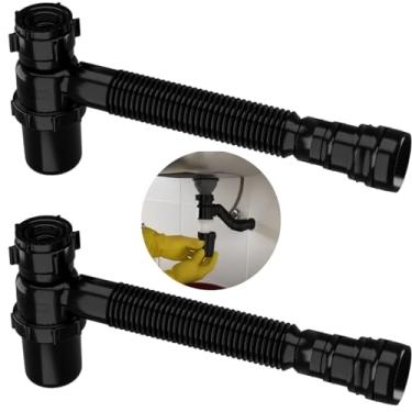 Imagem de Sifão Sanfonado Com Copo 49cm Preto | Astra | Kit C/ 2 Un