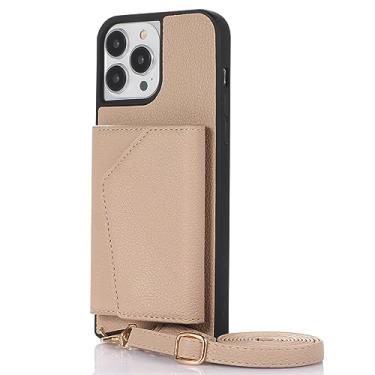 Imagem de CQSJX Capa transversal para iPhone 14 Pro Max/14 Plus/14 Pro/14, capa carteira de couro real com fecho magnético e bolsa para cartão, marrom, 14 Plus 6,7"