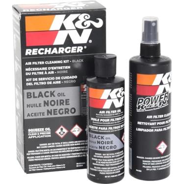 Imagem de K&N Kit de limpeza de filtro de ar: limpador de filtro de garrafa de apertar e kit de óleo preto; restaura o desempenho do filtro de ar do motor; kit de serviço-99-5050BK