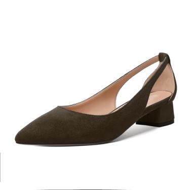 Imagem de WAYDERNS Sapatos femininos casuais casuais de salto baixo de camurça sem cadarço de camurça com salto baixo 4,8 cm, Marrom chocolate, 11