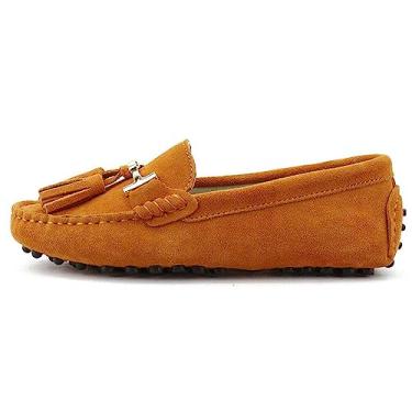 Imagem de Sapatos de couro para mulher, sapatos de couro casuais para mulher, Laranja, 34 BR