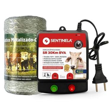 Imagem de Kit Cerca Elétrica Rural Eletrificador SR 30 + Cabo Fio Eletroplástico 250m