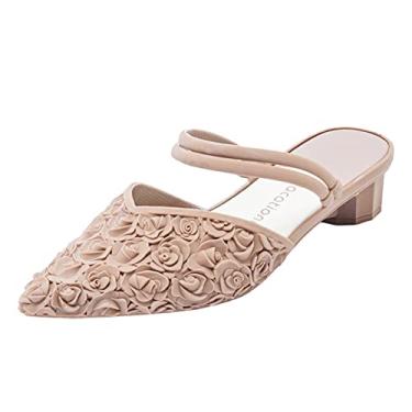 Imagem de Sandálias femininas de plástico pontiagudo com padrões sandálias femininas planas versáteis para sandálias deslizantes, Bege, 6