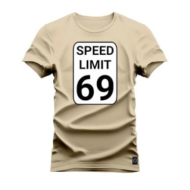 Imagem de Camiseta Plus Size Shirt Premium 30.1 Algodão Estampada Speed Limited Bege G2