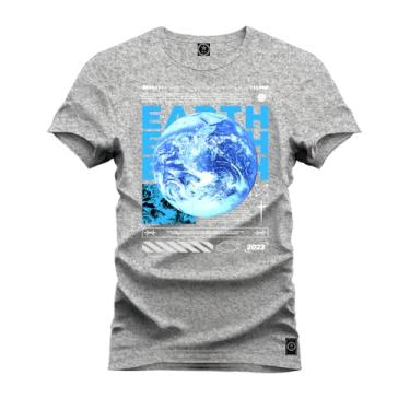 Imagem de Camiseta Casual 100% Algodão Estampada Earth Terra Cinza P