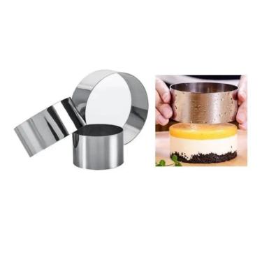 Imagem de Mousse Mold Timbal redondo em aço inoxidável para sobremesas de pastelaria