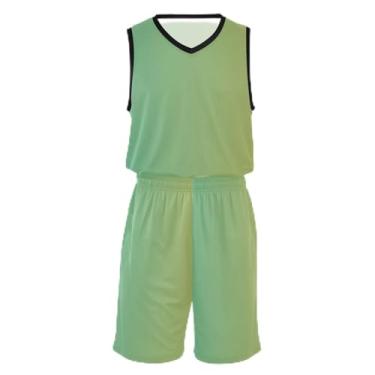 Imagem de CHIFIGNO Blue Gradient Girl Basketball, tecido macio e confortável, camiseta de treino de futebol 5T-13T, Gradiente amarelo turquesa, PP