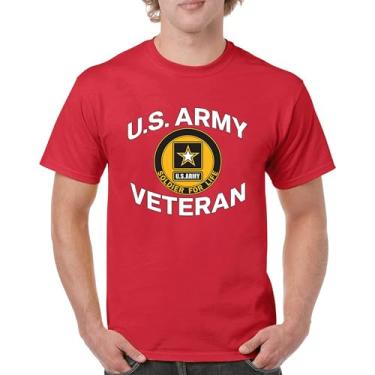 Imagem de Camiseta US Army Veteran Soldier for Life Military Pride DD 214 Patriotic Armed Forces Gear Licenciada Masculina, Vermelho, 4G