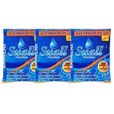 Imagem de Kit 10 Barrilhas Leve Elevador Ph Para Piscina 2 Kg Suall