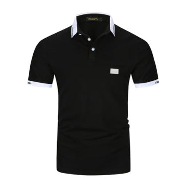 Imagem de VHUQGVU Camisa polo masculina de manga curta, ajuste regular, manga curta com gola, casual, camiseta polo de golfe, Preto 39, 3G