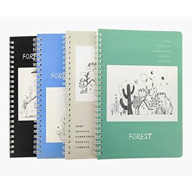 Imagem de Pacote com 4 cadernos espirais, caderno de esboço pautado com fio planejador de notas, tamanho A5 (8,2 x 5,7 cm) e 60 folhas