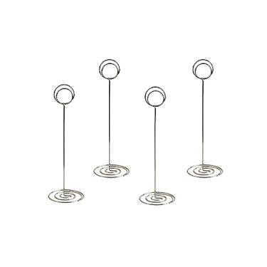 Imagem de Pacote com 4 suportes para números de mesa de 22 cm de altura, suporte de cartão, suporte de foto de arame, suporte para fotos, notas e notas (redondeza)