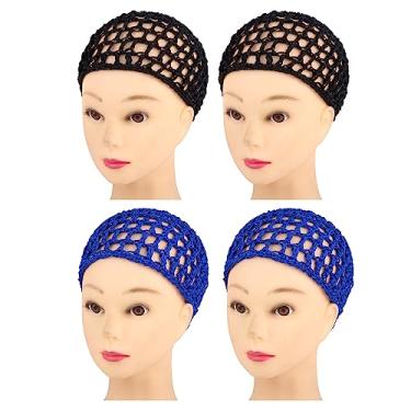 Imagem de Framendino, Pacote com 4 chapéus de malha de crochê, malha de rayon, gorro de malha grossa para cabelo para dormir à noite, acessórios de cabelo (2 cores)