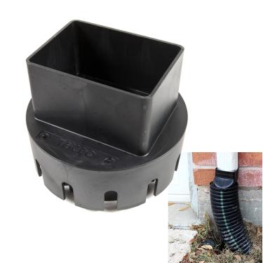 Imagem de Adaptador de calha de chuva premium feito nos EUA (adaptador de calha quadrada de chuva para dreno de 5 cm x 7,6 cm) serve para tubo de drenagem de PVC externo de 7,6 cm ou 10 cm ou tubo de paisagem