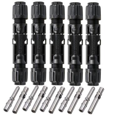 Imagem de ZOOKOTO Conector solar fotovoltaico 1500V 1000V 50A terminal de cobre estanhado sólido conector de painel solar plugue PV pinos de cobre estanhados IP68 à prova d'água 5 pares (6mm2 (10AWG))