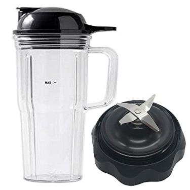 Imagem de Combo de substituição de lâmina extrator de fácil torção com copo de alça pessoal de 680 g e tampa para Nutribullet Select 1200 & blender Combo ZNBF30400Z/ZNBF30500Z/NBF50400 (3, copo de 1x24oz com
