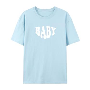 Imagem de Camiseta masculina e feminina engraçada com estampa gráfica bebê, Azul bebê, GG