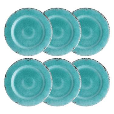 Imagem de UP Prato de servir/jantar de melamina resistente e durável, 6 peças, 28 cm, turquesa