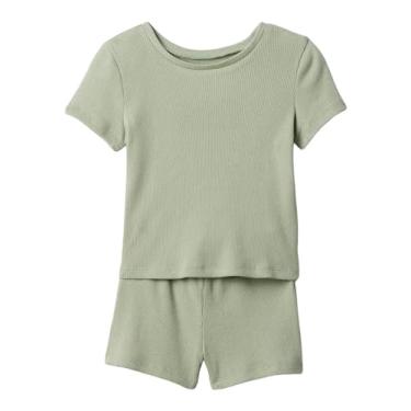 Imagem de GAP Conjunto de camiseta e costela curta para bebês meninas, Sálvia do deserto, 3YRS