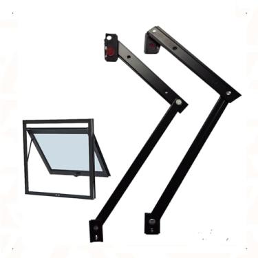 Imagem de Braço Articulado Duplo P/Janela Basculante (maxim Ar) Max Ar 400mm 40cm Linha Suprema 1 Par (Preto)