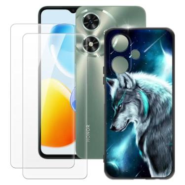 Imagem de MILEGOO Capa para Huawei Honor Play 50 4G + 2 peças protetoras de tela de vidro temperado, capa ultrafina de silicone TPU macio à prova de choque para Huawei Honor Changwan 50 4G (6,6 polegadas)