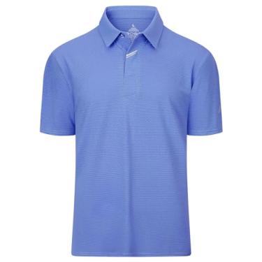 Imagem de Lzzidou Camisas polo masculinas de manga curta para golfe, camisetas esportivas de desempenho com absorção de umidade, Azul, 3G