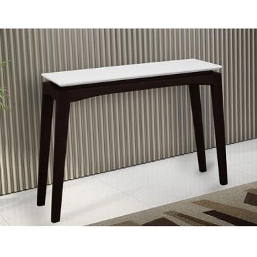 Imagem de Aparador De Sala Tampo Com Vidro 110x38,5cm Helena Off White Ideal Móveis Castanho